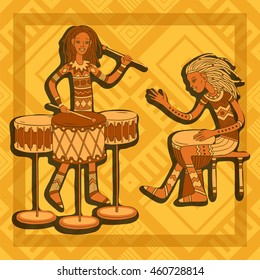 African drummers. Percussion players. Tribal music.