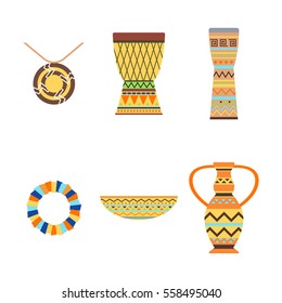 African drums and vase vector illustration.