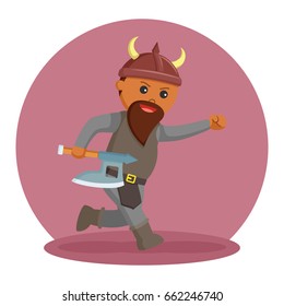african dwarf warrior running with his weapon