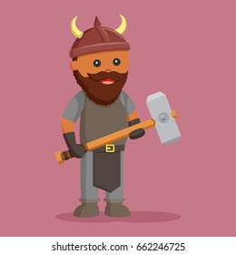 african dwarf warrior with sledgehammer