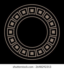 Ornamento africano, etnia egípcia de ouro redondo. Elemento decorativo circular. Quadro oval. Quadro redondo oriental. Padrão circular. Motivos típicos egípcios, assírios e gregos. Modelo para corte a laser