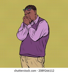 african elderly man toothache, aching pain in the teeth and jaw. Caries stomatitis pulpitis gum inflammation and other dental problems. Pop art Retro vector Illustration 50s 60s Vintage kitsch style