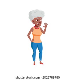 african elderly woman greet granddaughter at home cartoon vector. african elderly woman greet granddaughter at home character. isolated flat cartoon illustration