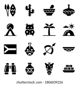 African Element Icons in Solid Style Pack 