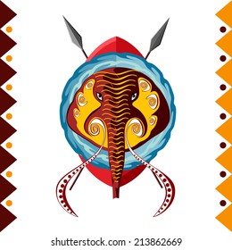 African Elephant. Africa's animal in color pattern vector illustration.