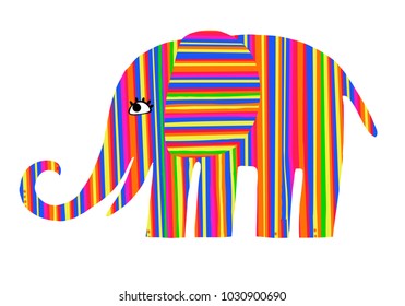 
African elephant. Beautiful, striped, bright elephant
