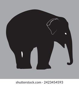 African elephant black color vector illustration.