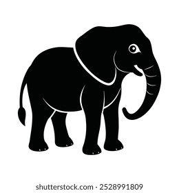 African Elephant black silhouette vector design .