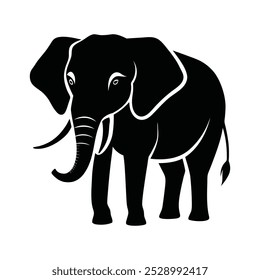 African Elephant black silhouette vector design .