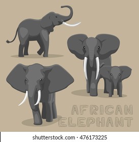 African Elephant Cartoon Vector Illustration