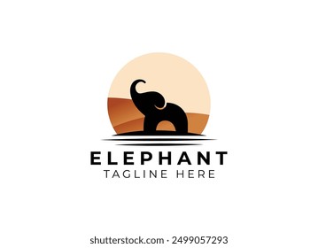 Elemento elefante africano. Silueta de la Ilustración vectorial del diseño del logotipo del elefante