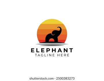 African Elephant element. Silhouette of elephant logo design vector illustration