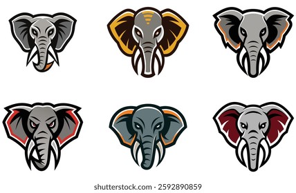 African Elephant head mascot logo design vector