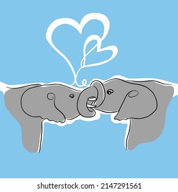 African Elephant making love Vector illustration isolated