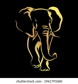 African elephant painting brush stroke ,vector design