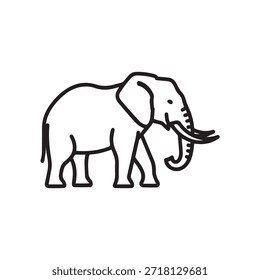"African Elephant Side View Flat Vector Icon – Safari Wildlife Illustration."