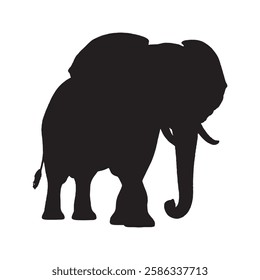 African Elephant Silhouette with Professional Line Art - Elephant Vector - Elephant Illustration
