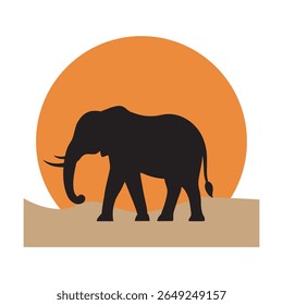 Elefante africano Silhueta Sunset Savannah Ver