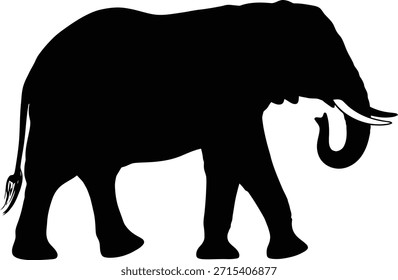 Ilustração do vetor da silhueta permanente do elefante africano para o safári do zoológico e logotipos de espécies ameaçadas.