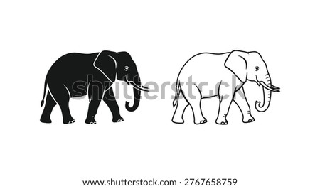 African Elephants: Black vs White Distinctive Features Guide Vector