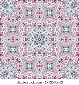 African endless pattern graphic design. Abstract geometric background. Rug print in ethnic style. Mosaic motifs in navajo style.