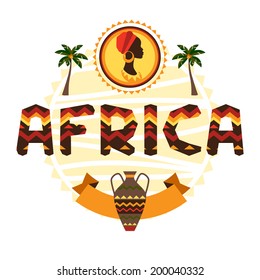 African ethnic background with geometric ornament and symbols.