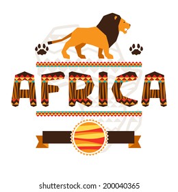 African ethnic background with geometric ornament and symbols.