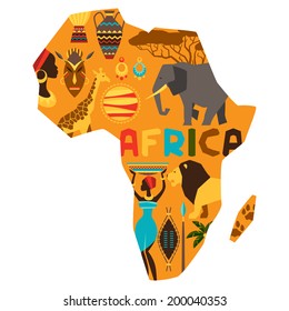 African ethnic background with illustration of map.