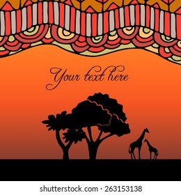 African ethnic background on evening savanna 