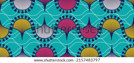 African ethnic blue pattern. seamless beautiful Kitenge, chitenge, dutch wax style. fashion design in colorful. Geometric abstract motif. Traditional as Ankara prints, and African wax prints.