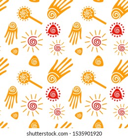 African Ethnic Colorful Seamless Pattern With Masks. Afro Fabric Concept