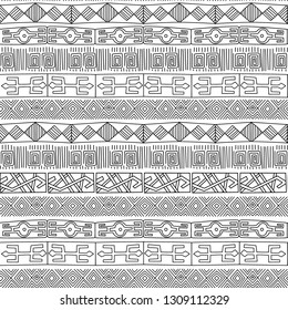 African ethnic decorative pattern. Hand drawn black and white designs. Vector.