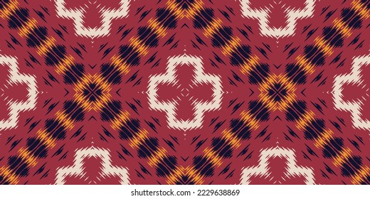 African Ethnic Ikat fabric tribal chevron Seamless Pattern. Ethnic Geometric Ikkat Batik Digital vector textile Design for Prints Fabric saree Mughal brush symbol Swaths texture Kurti Kurtis Kurtas