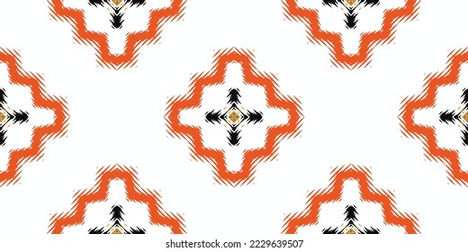 African Ethnic Ikat fabric tribal color Seamless Pattern. Ethnic Geometric Batik Ikkat Digital vector textile Design for Prints Fabric saree Mughal brush symbol Swaths texture Kurti Kurtis Kurtas