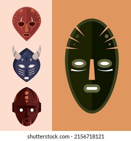 African Ethnic Mask Icon Set