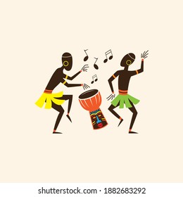 African ethnic music dance illustration 