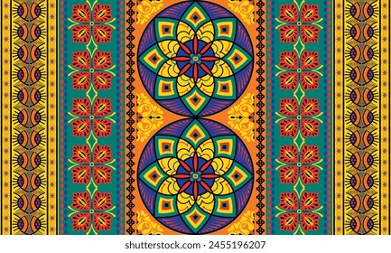 African ethnic native pattern.Traditional kente,ankara,kitenge,chitenge,capulana african wax print fabric pattern.Abstract vector motif pattern.For fabric,clothing,blanket,carpet,woven,wrap,decoration