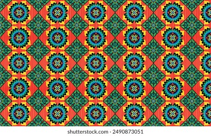 Patrón nativo étnico africano. Patrón tradicional kente, ankara, kitenge, chitenge, capulana patrón de tela de impresión de cera africana. Patrón de motivo de Vector Abstractas. Para tela, ropa, manta, alfombra, tejido, envoltura, decoración