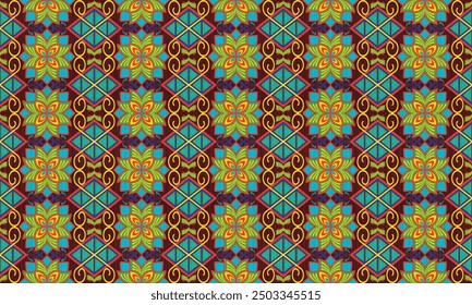 African ethnic native pattern.Traditional kente,ankara,kitenge,chitenge,capulana african wax print fabric pattern.Abstract vector motif pattern.For fabric,clothing,blanket,carpet,woven,wrap,decoration