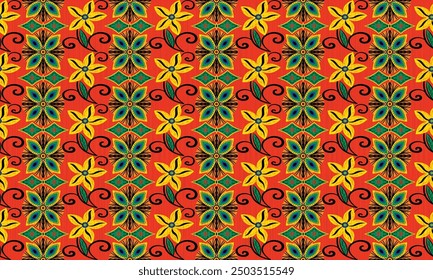 African ethnic native pattern.Traditional kente,ankara,kitenge,chitenge,capulana african wax print fabric pattern.Seamless vector motif pattern.For fabric,clothing,blanket,carpet,woven,wrap,decoration