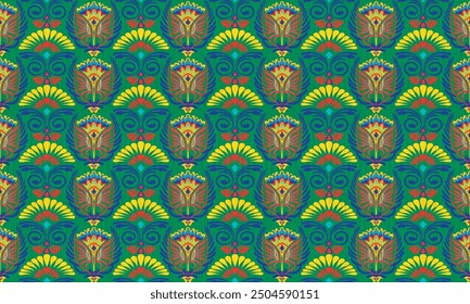 African ethnic native pattern.Traditional kente,ankara,kitenge,chitenge,capulana african wax print fabric pattern.Seamless vector motif pattern.For fabric,clothing,blanket,carpet,woven,wrap,decoration