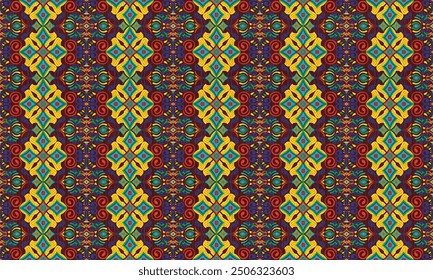 African ethnic native pattern.Traditional kente,ankara,kitenge,chitenge,capulana african wax print fabric pattern.Seamless vector motif pattern.For fabric,clothing,blanket,carpet,woven,wrap,decoration