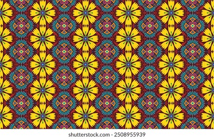 African ethnic native pattern.Traditional kente,ankara,kitenge,chitenge,capulana african wax print fabric pattern.Seamless vector motif pattern.For fabric,clothing,blanket,carpet,woven,wrap,decoration