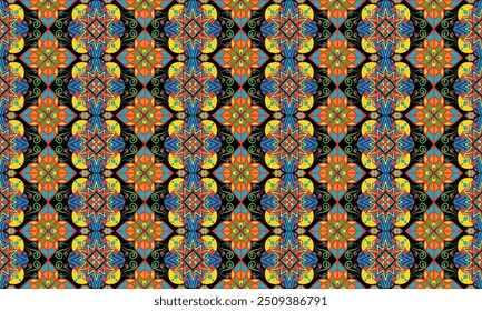 African ethnic native pattern.Traditional kente,ankara,kitenge,chitenge,capulana african wax print fabric pattern.Seamless vector motif pattern.For fabric,clothing,blanket,carpet,woven,wrap,decoration