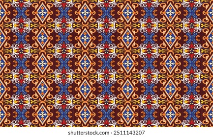 African ethnic native pattern.Traditional kente,ankara,kitenge,chitenge,capulana african wax print fabric pattern.Seamless vector motif pattern.For fabric,clothing,blanket,carpet,woven,wrap,decoration