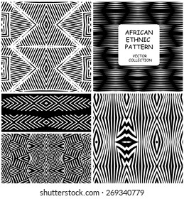 African Ethnic original seamless patterns. Vector backgrounds collection can be used for wallpaper, pattern fills, web page background, surface textures. seamless background 