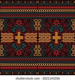 African Ethnic Pattern Colourful. Folk fabric. pattern. Seamless pattern with abstract shapes.