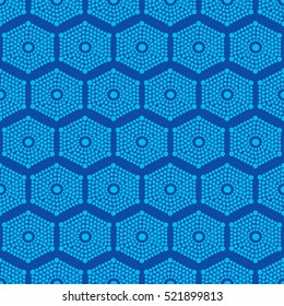 Patrón étnico africano azul claro en un fondo azul oscuro