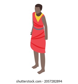 Icono de la etnia africana. Isometric, ícono de vector de la etnia africana para el diseño web aislado en fondo blanco