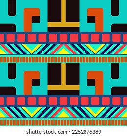 African ethnic print. The Aztec pattern. Oriental lace tape. Indian jewel. Embroidery on fabric. Asian ornament. Tribal art. Abstract seamless Oriental pattern.